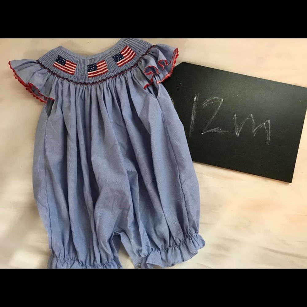Girls Smocked Fourth Of July Outfit